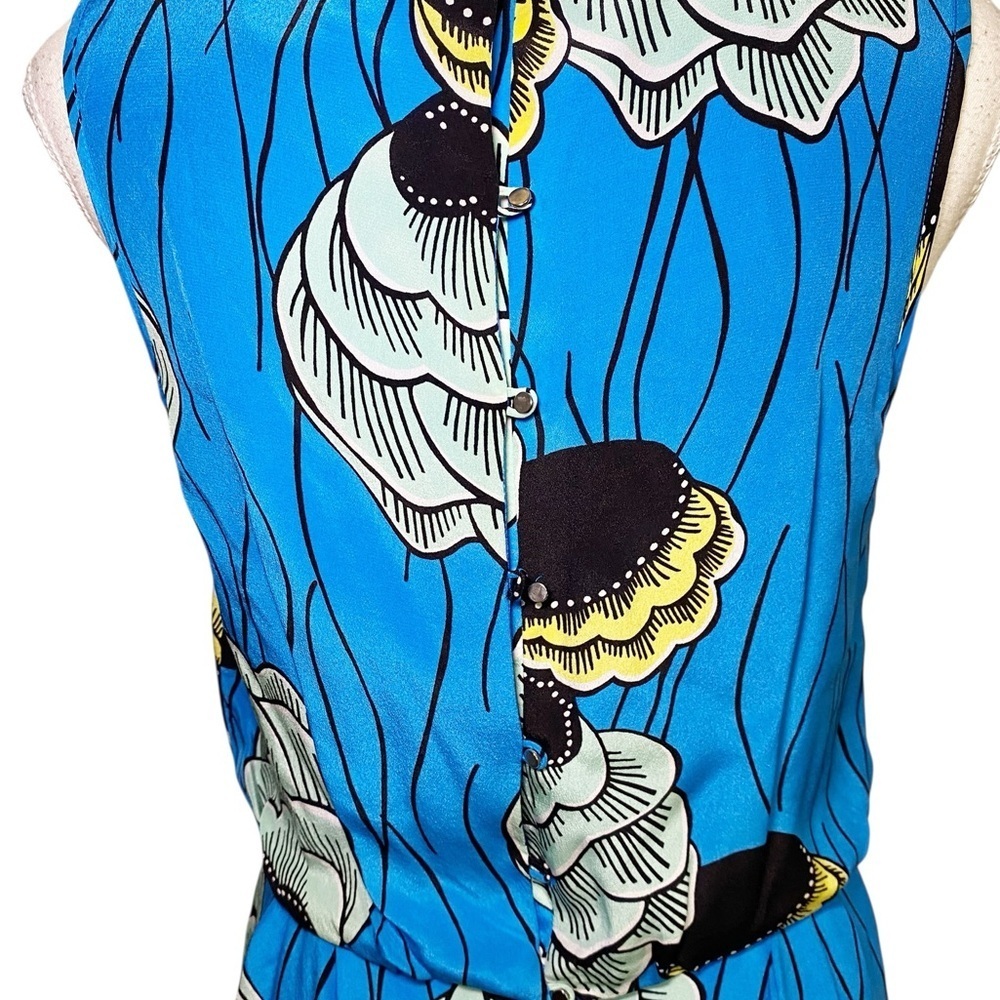 Anthropologie 100% Silk Blue Floral Palma Midi Dress by Sariah - Picture 8 of 16